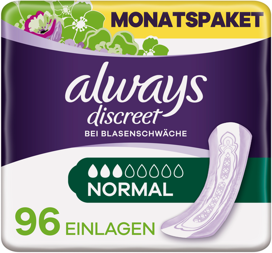 Always Discreet Protections Incontinence Normal (96 pcs) Paquet Mensuel