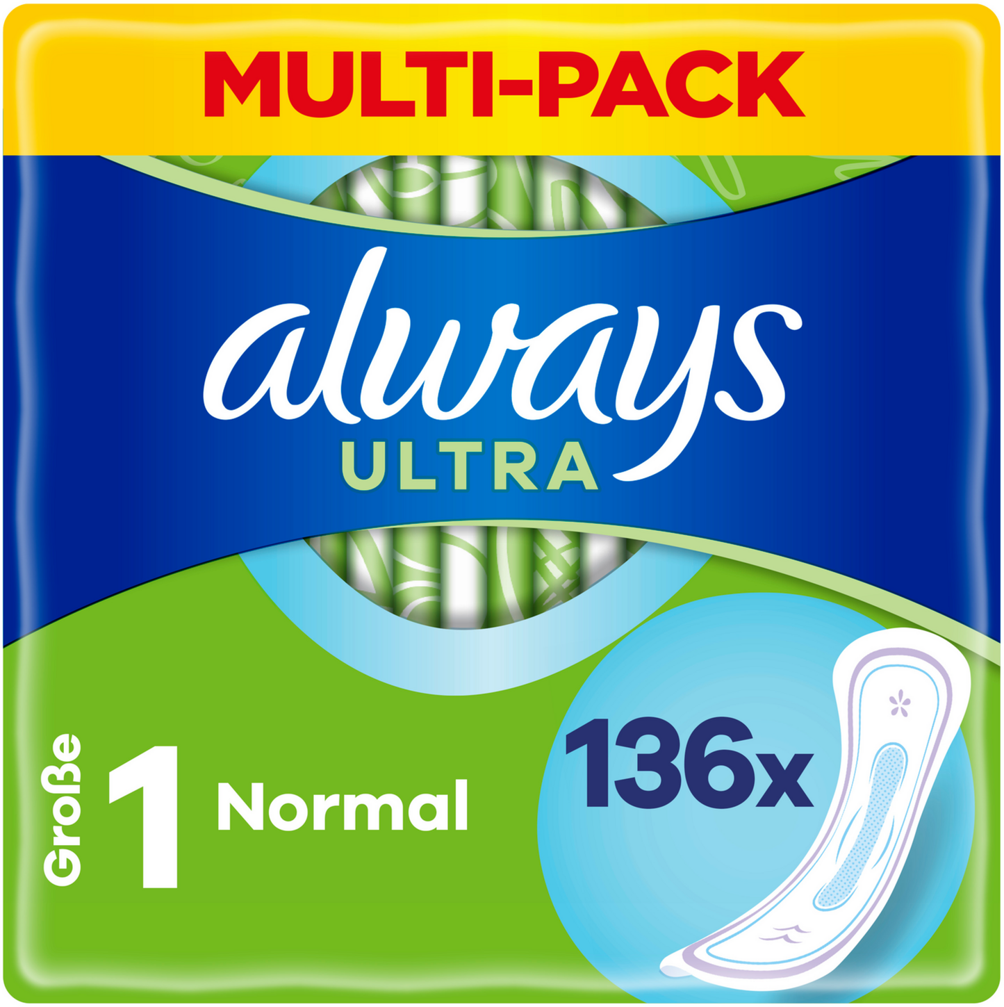 Always Ultra Normal Serviettes Hygiéniques Taille 1 (136 pces) Paquet mensuel