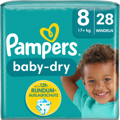 Pampers Baby Dry T8 Extra Large Plus 17+kg (28 pces) Sachet