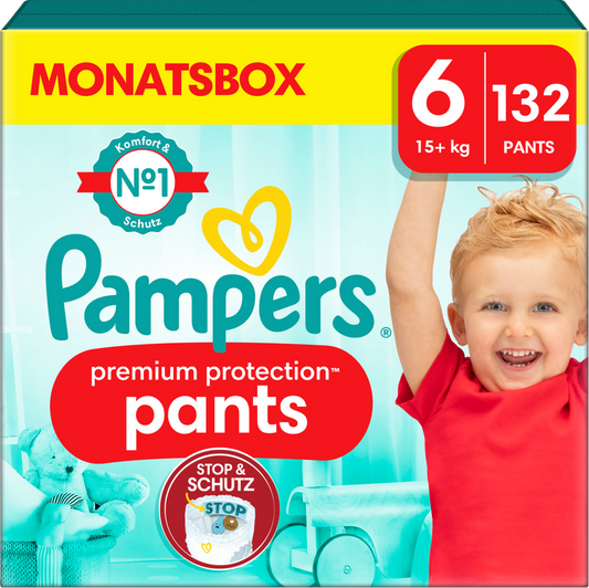 Pampers Premium Protection Pants T6 Extra Large 15+kg (132 pces) Pack mensuel