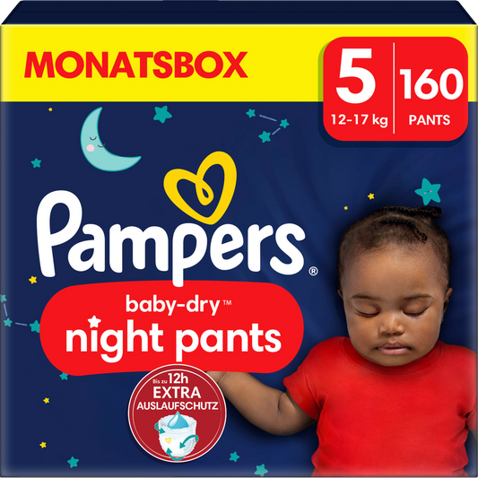 Pampers Baby-Dry Night Pants T5 Junior 12-17kg (160 pces) Pack mensuel