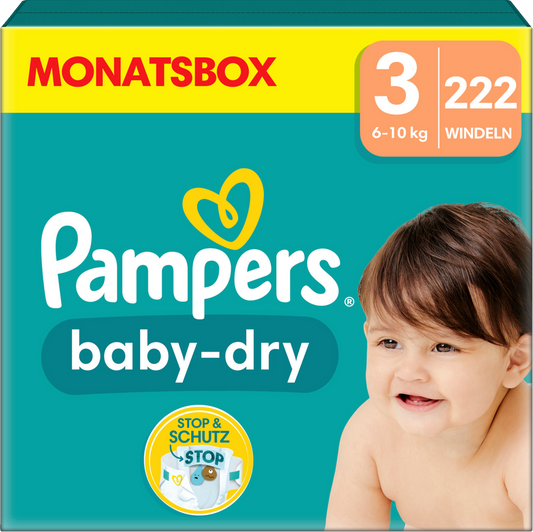 Pampers Baby-Dry T3 Midi 6-10kg (222 pces) Pack mensuel