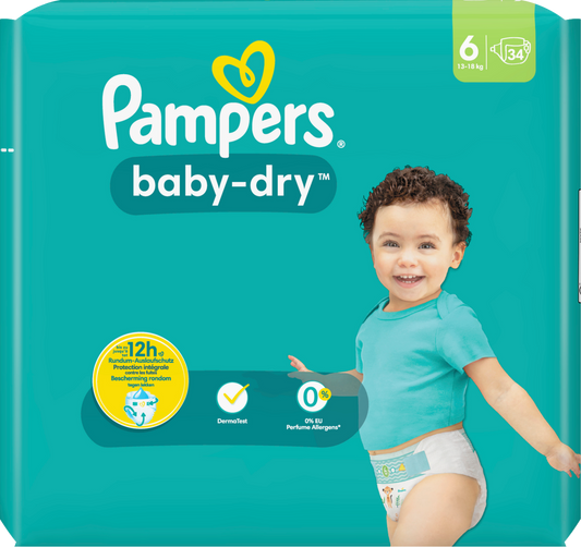 Pampers Baby-Dry T6 Extra Large 13-18kg (34 pces) Sachet