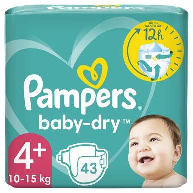 Pampers Baby-Dry T4+ Maxi Plus 10-15kg (43 pces) Sachet