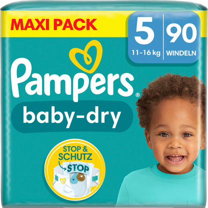 Pampers Baby-Dry T5 Junior 11-16kg (90 pces) Maxi Pack