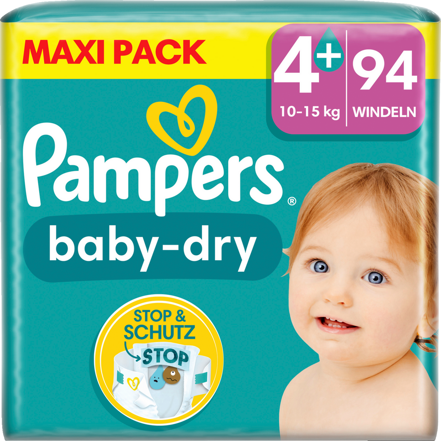 Pampers Baby-Dry T4+ Maxi Plus 10-15kg (94 pces) Maxi Pack