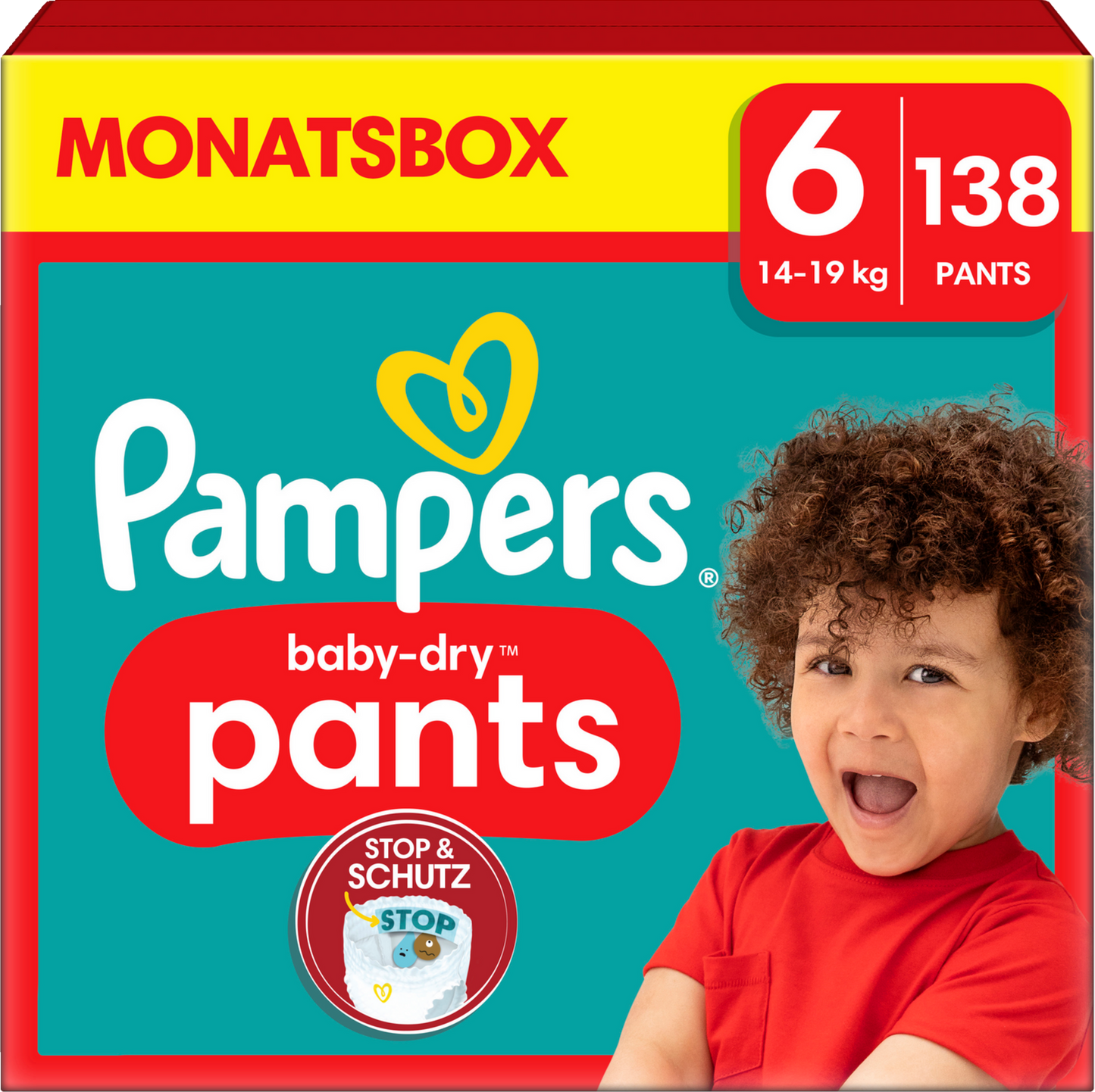 Pampers Baby-Dry PANTS T6 XL 14-19kg (138 pces) Pack mensuel