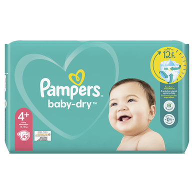 Pampers Baby-Dry T4+ Maxi Plus 10-15kg (43 pces) Sachet