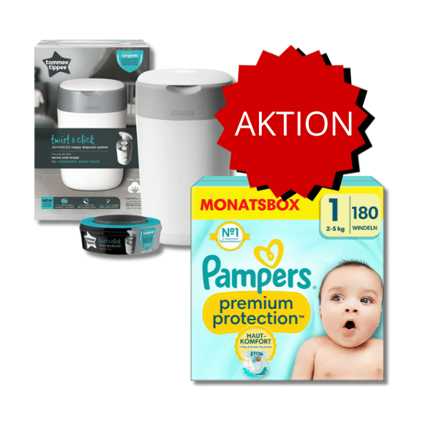 PROMOTION Pampers Premium Protection Pack mensuel T1 + Seaux à couches Sangenic