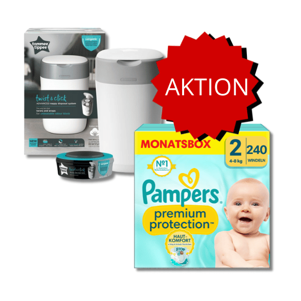 PROMOTION Pampers Premium Protection Pack mensuel T2 + Seaux à couches Sangenic