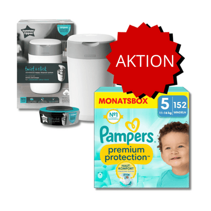 PROMOTION Pampers Premium Protection Pack mensuel T5 + Seaux à couches Sangenic