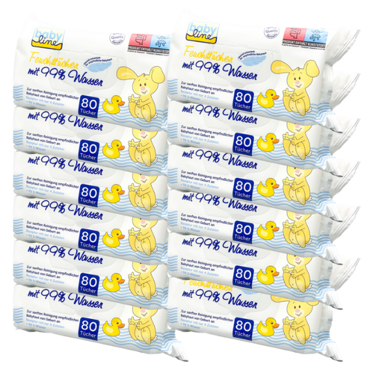 Babyline Lingettes 99% d'eau (12 x 80 pces)