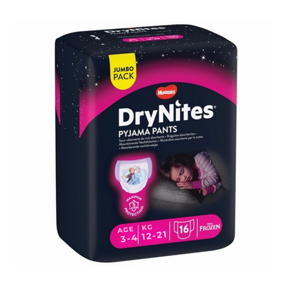 Huggies DryNites® culottes pour la nuit 3-4 ans (12-21 kg) fille (16 pces)