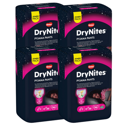 Huggies DryNites® culottes pour la nuit 4-7 ans (17-30 kg) fille (4x16 pces) Jumbopack