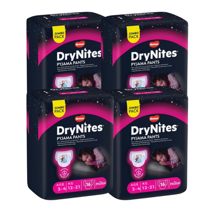 Huggies DryNites® culottes pour la nuit 3-4 ans (12-21 kg) fille (4x16 pces) Jumbopack