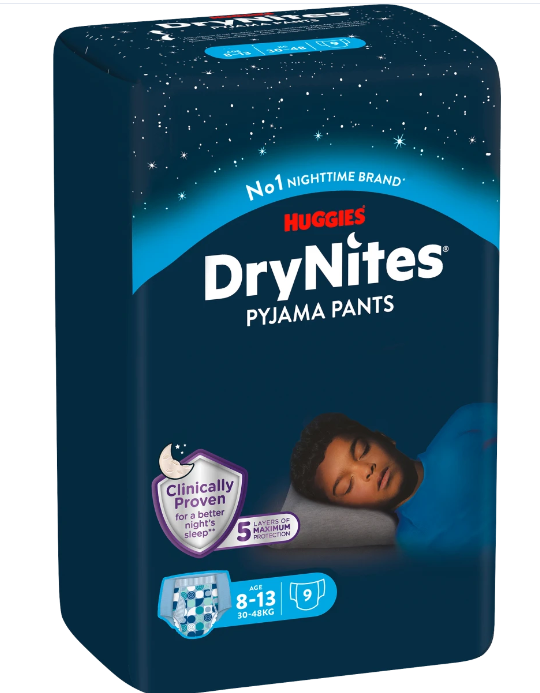 Huggies DryNites® culottes pour la nuit 8-13 ans (30-48 kg) garçon (9 pces)