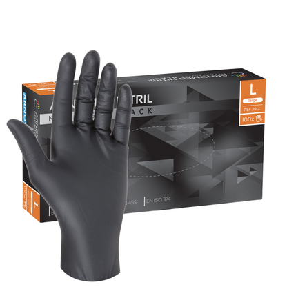 Gants Nitril noir taille L (100 pcs)