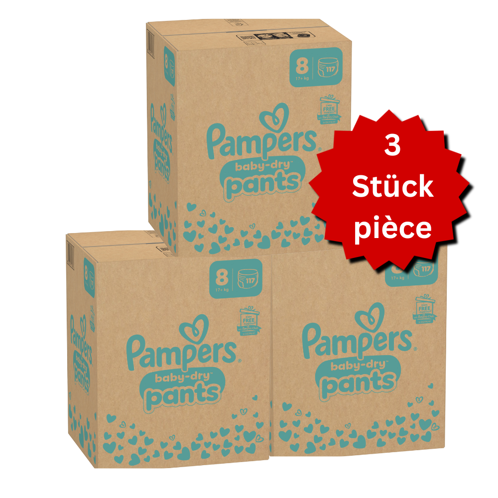 Pampers Baby-Dry PANTS T8 XXXL 17+kg (3x117 pces) PROMOTION 3 boîtes mensuelles