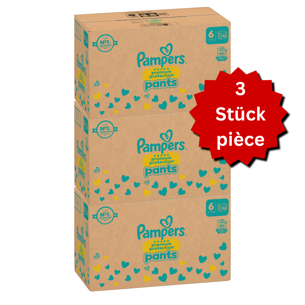 Pampers Premium Protection Pants T6 Extra Large 13-19kg (3x132 pces) PROMOTION 3 boîtes mensuelles