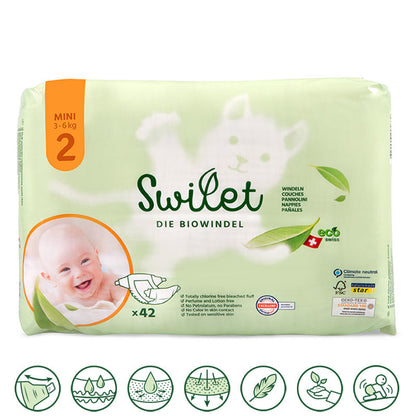 Swilet - La couche Écologiques T2 Mini 3-6Kg (6x 42 pces) Carton