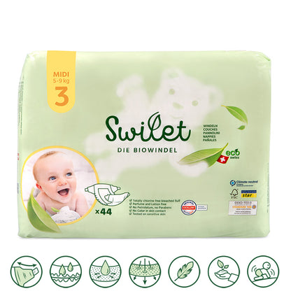 Swilet - La couche Écologiques  T3 Midi 5-9Kg (44 pces) Sachet