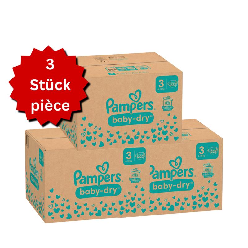 Pampers Baby-Dry T3 Midi 6-10kg (3x222 pces) PROMOTION 3 boîtes mensuelles