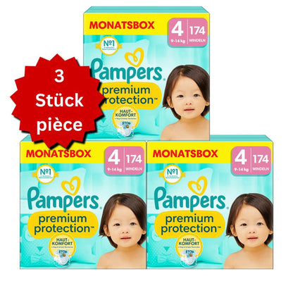 Pampers Premium Protection T4 Maxi 9-14kg (3x174 pces) PROMOTION 3 boîtes mensuelles