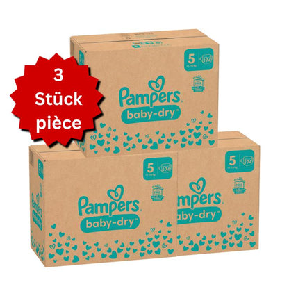 Pampers Baby-Dry T5 Junior 11-16kg (3x174 pces) PROMOTION 3 boîtes mensuelles