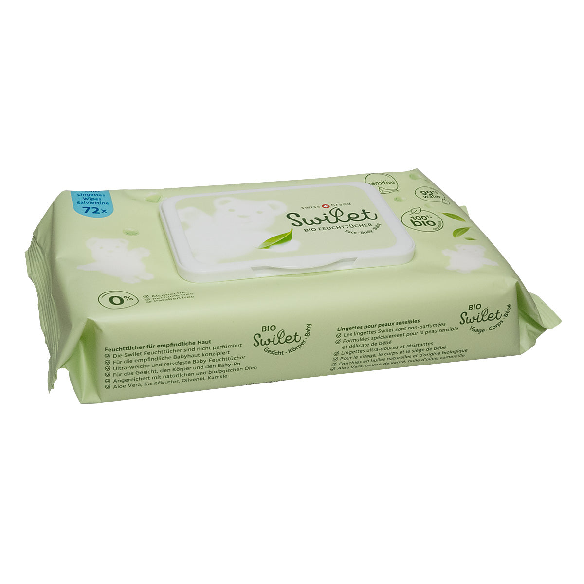 NOUVEAU Swilet Lingettes pour visage&corps BIO (3 x 12 x 72 pces) Action 3 Carton