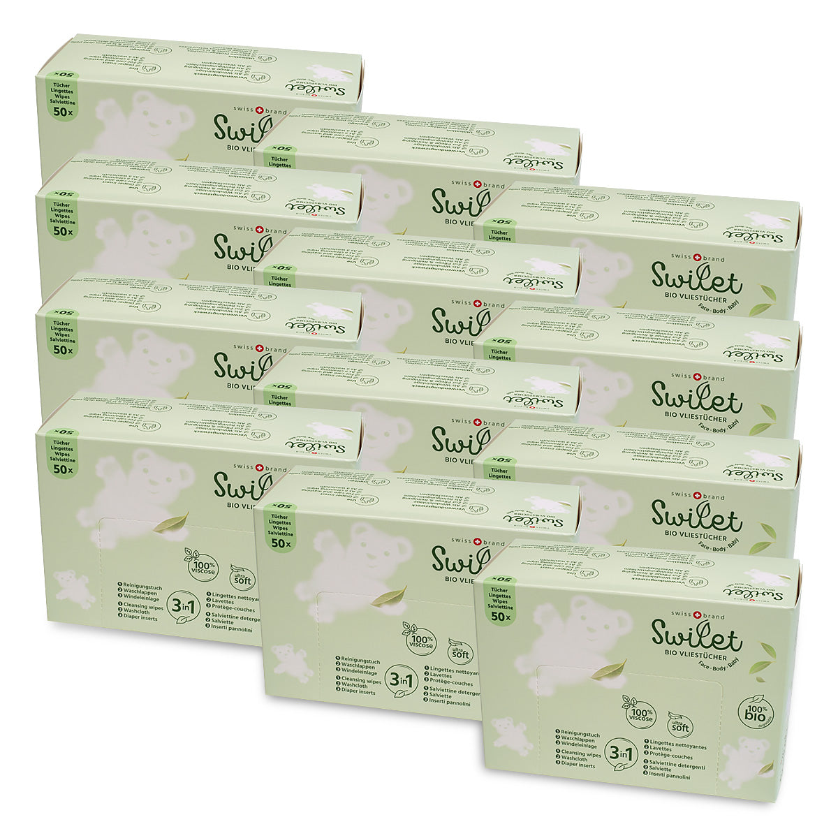 Swilet Lingettes nettoyantes et protège-couches bio (12 x 50 pces) Action 3 Carton